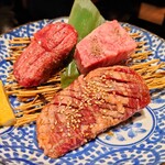 Tokyo Yakiniku Go - 厚切り3点盛り﻿ （上タン塩、タテバラ、ハラミステーキ）