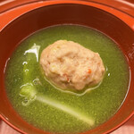 赤坂 菊乃井 - 昼懐石１５７３０円。海老真丈うぐいす仕立て。海老真丈が良い具合です。