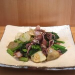 こころや - ホタルイカと菜の花のガーリックオイル炒め