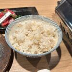 Nikudokoro Taizan - ご飯は２０円追加して麦ごはんに替えてもらいました。