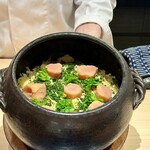 日本料理 晴山 - たらこの味噌漬けと筍と菜の花ご飯
