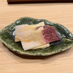 寿司処 しん - クジラのベーコンとタケノコ