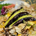 美膳茶寮 千 - 揚げ茄子おろしがトッピング。