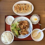 manshuuennishiootomoten - 中華料理セット　唐揚げ950円