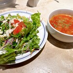 関谷スパゲティ EXPRESS - シーフードラグー/スープ・サラダセット（1,400円税込）