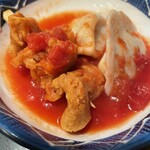 福ふくろう。 - トマトおでん（ぬれせんべい、水餃子）