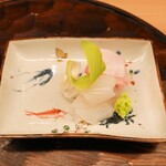 東山 緒方 - はりいか（コウイカ）、淡路のひらめお造り