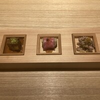 京都肉割烹 みや田 - お肉の前菜・牛タン味噌煮込み、ローストビーフ巻きフォアグラ、肉のおろしポン酢