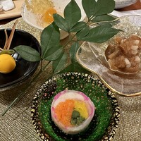 鮨天知州 - 季節の八寸。手が込んでまっせ。うま〜。