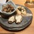 秋田比内地鶏生産責任者の店　本家あべや - 料理写真:オードブル。いぶりがっこチーズ、比内地鶏の皮の炙り、山芋のトンブリ乗せ。どれも最高！