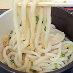 Udon Ichiba - それらをよく混ぜてからの麺リフト。