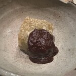 茜坂大沼 - お待ちかね、蕗の薹の揚げ豆腐。熱々のやわやわ。山椒味噌には鴨も入って。これをいただかないと春が来ません！