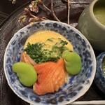 茜坂大沼 - 閖上の赤貝には菜花、黄身酢。そら豆の艶煮が素晴らしい。もっと食べたい！