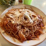 L.A.CAFE - 日替りランチ
▪️トマトチーズパスタ大盛り¥950
　※サラダ、コーヒー、ティー(ICE  or  HOT)付
　※大盛りは¥50