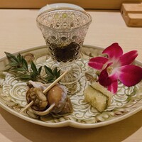 赤坂 鮨 ふくなが - ★7絹もずく、礒つぶ貝、子持ち昆布