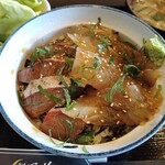 Sousakudainingufuuka - 漬けカンパチと平目の2色丼定食