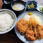 楽亭 - ♪チキンカツカニクリームコロッケ定食￥880