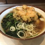 そばの神田 東一屋 - 最終日はえびだ！　
            朝そば＋えびかき揚げ 
            アサソバビンボー！