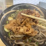 そばのスエヒロ - ▪️太蕎麦(並盛)¥380
▪️ゲソ天¥190、ネギ多め無料
　※現金先払い