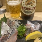 Sushikin - アジ刺しとビール