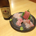Nagomishoku Fuuryuu - お刺身盛り合わせ、ビール