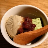 和えに - 抹茶ババロア　ほうじ茶アイス添え