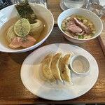 ヨコクラストアハウス - 昆布水つけ麺　塩(大盛・肉多め)+餃子(3個)