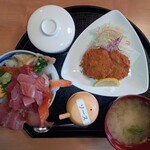 おさかな亭 - 料理写真:海鮮丼とヒレカツセット