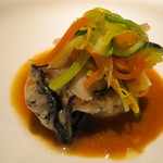 エクアトゥール - スープドポワソン、カニ味噌とズワイガニのガレット、赤穂産牡蠣のポアレ