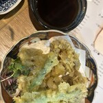 浦安たぬき - 舞茸とアスパラの天ぷら
