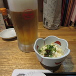 味〇 - 料理写真:オリオン生ビールとお通し