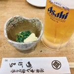 Duborazushi - 生ビール、お通し