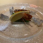 鮨徳 - 海老の昆布締め