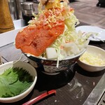 北海道もんじゃ 薫 - 王道明太餅もんじゃ+チーズ+大葉　※バターがついてます。