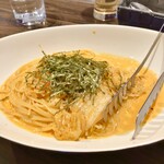 ピッツエリアバール　CACTUS　D'ORO - ・ホタテ小柱のキムチクリームソース　生パスタ（乾麺に変更）