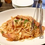 ピッツエリアバール　CACTUS　D'ORO - ・厚切りベーコンと新玉ねぎのアマトリチャーナ（トマトソース）　生パスタ（乾麺に変更）