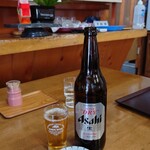 かつら - 瓶ビール大、お通し 750円