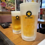 鉄板 厳島 - サッポロ生ビール大、中╰(*´︶`*)╯♡