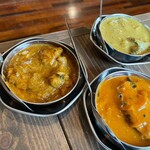 南インド料理 ネファラ - マトンマッパス、ミーンコランブ、チキンチェティナード（全てハーフサイズ）
