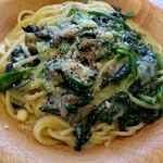 サイゼリヤ - 「きのことほうれん草のクリームスパゲティ」着木皿＼(^o^)／