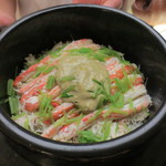 青山　仁 - 炊き込みご飯は贅沢にも松葉蟹です。みそもたっぷり。