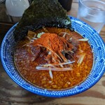 Ramen Fukurou - つけ汁近景。粉末を混ぜると、なかなか辛くなる。