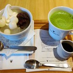 ナナズグリーンティー - ソフトクリームあんみつ Set抹茶グリーンティーホット