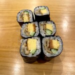 Ginza Sushi Mitomi - あなご、たまご、キューリで「太巻きの細巻き」