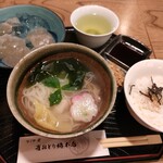 雀おどり總本店 - にゅう麺(ご飯付)とわらび餅のセット1500円