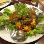 アーンドラ・キッチン - ('14/01） ゴビ・マンチュリアン(1190円)友人二人は美味しいを連発！食材当てクイズを出したら里芋？と答えていました（笑）