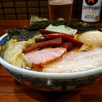 奈つやの中華そば - 奈つやのもちもち雲呑味玉中華そば 1250円、海苔増し 100円