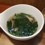 キッチン ブルー グローブ - ほうれん草スープのアップ