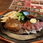 Mansei - ハンバーグと国産牛カットステーキランチ　メインディッシュ