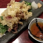 瀬戸内居酒屋 魚なげ - 活いか：ゲソの天ぷら